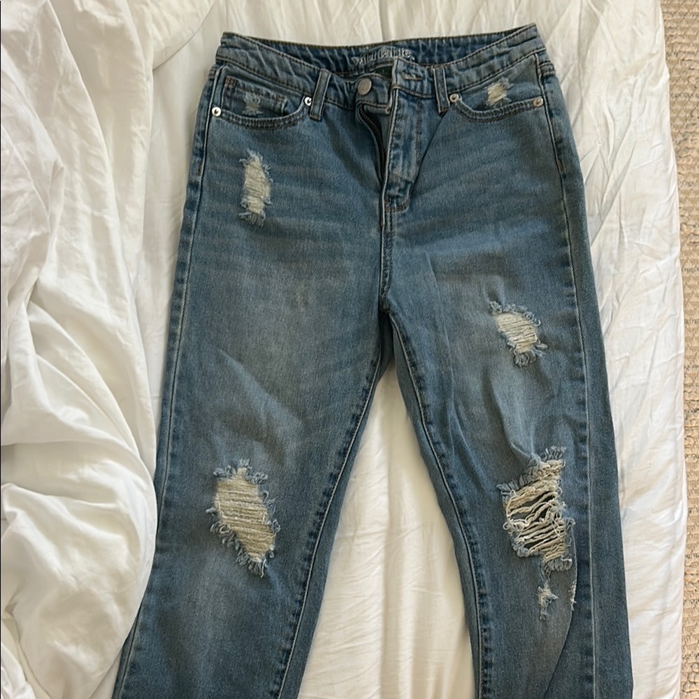 Distressed Blue Jeans